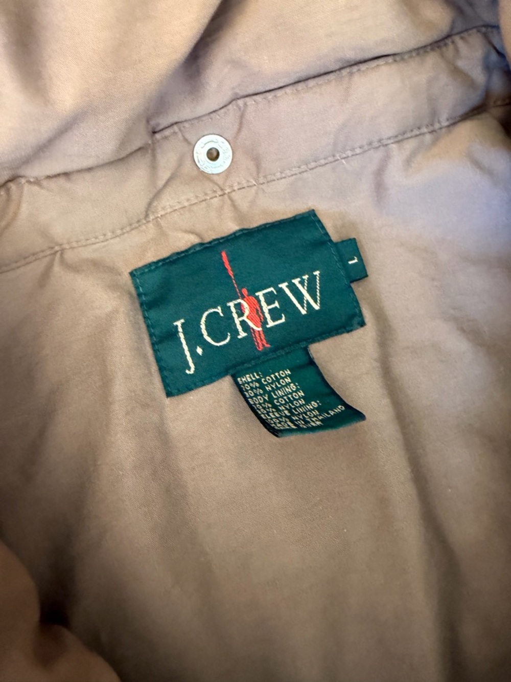 J Crew Vintage 90s Oarsman Nylon Cotton Canvas Anorak Tech Brown Jacket Large - Picture 3 of 8